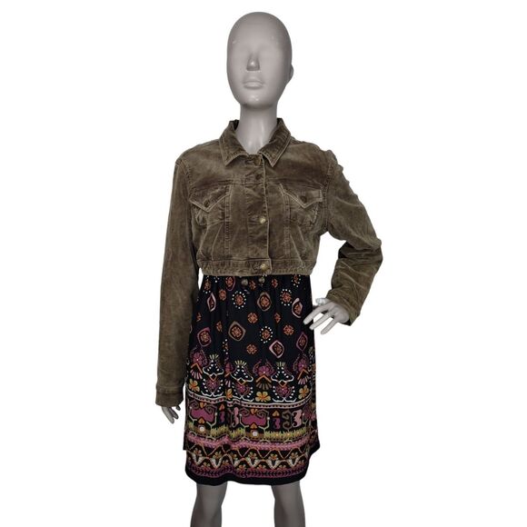 Vintage 90s Y2K Zana Di ZD Brown Corduroy Cropped Button-Up Jacket Size L/XL - Picture 6 of 9